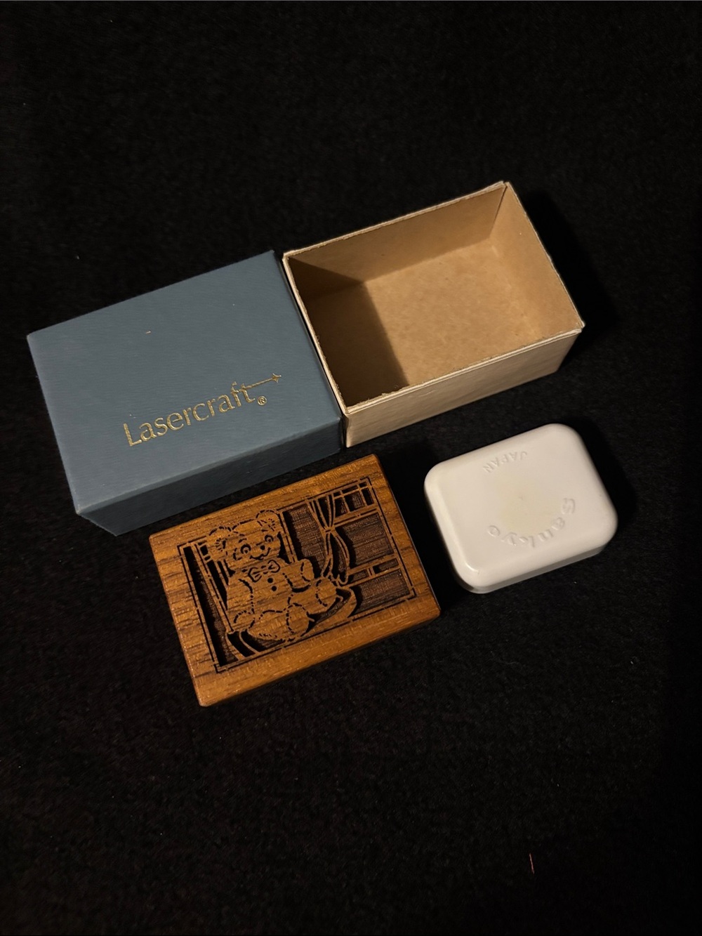 Lazercraft miniature wooden music box laser-carved teddy bear Its a Small World